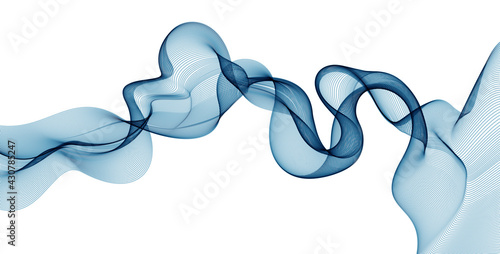Flowing particles wave  dynamic sound motion curve lines. 3d vector illustration. Beautiful wave shaped array of blended points.
