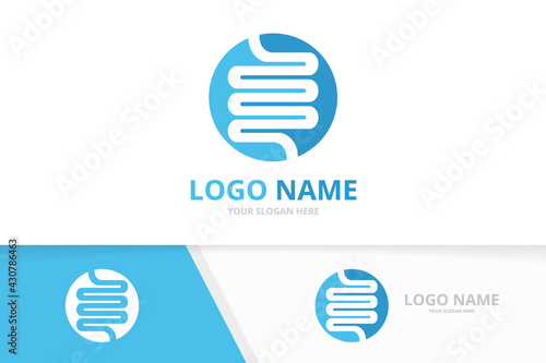 Intestine human organ logo in the circle. Digestive system logotype design template.