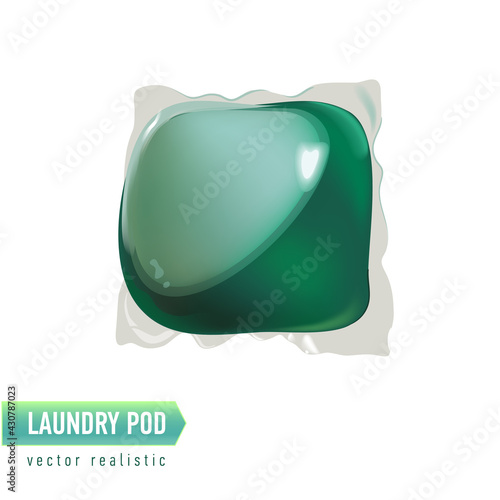 Washing capsule pod isolated. Liquid detergent. Vector realistic