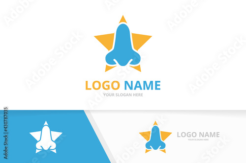 Vector nose and star logo combination. ENT clinic, otolaryngology logotype design template.