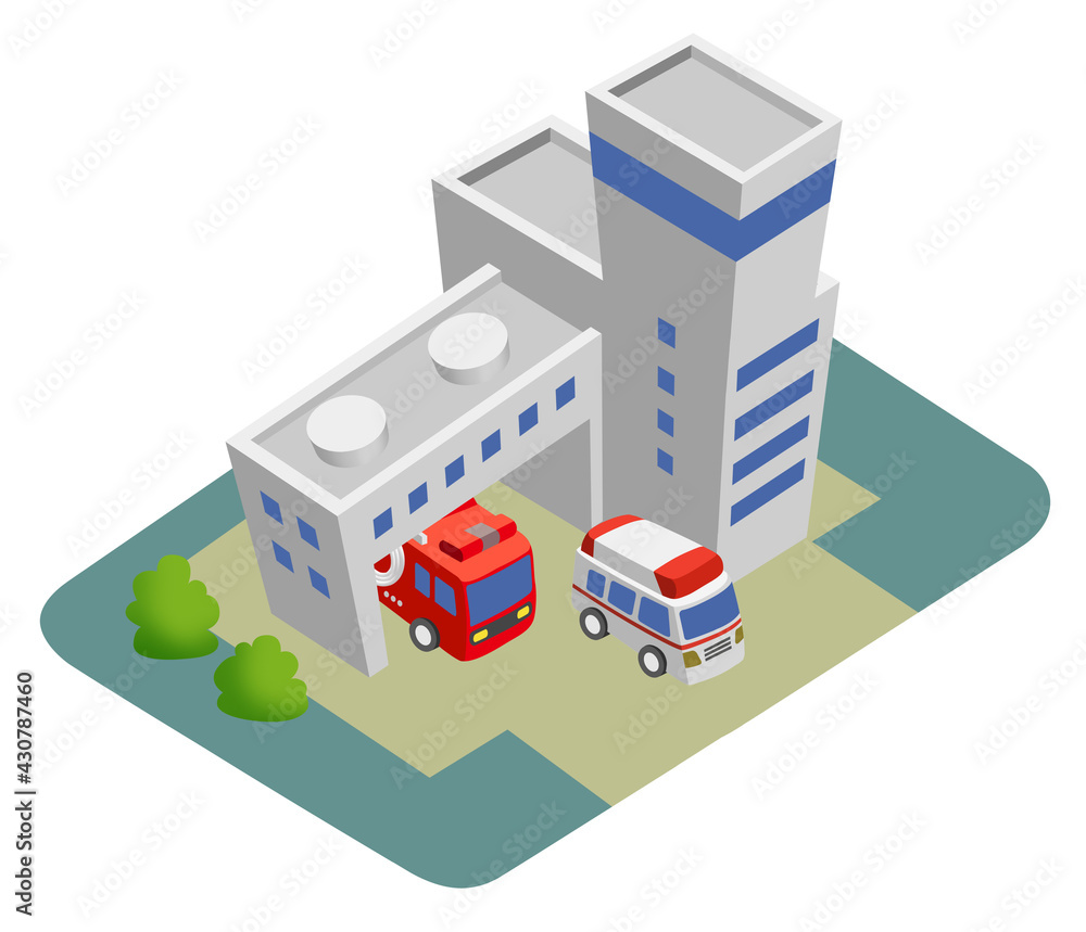 Fototapeta premium スマートシティを構成する建物のイラスト バリエーション有り