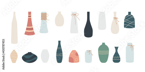 modern vases with bouquets