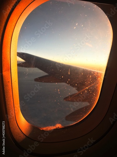 View from the plane window to the Altai Mountains