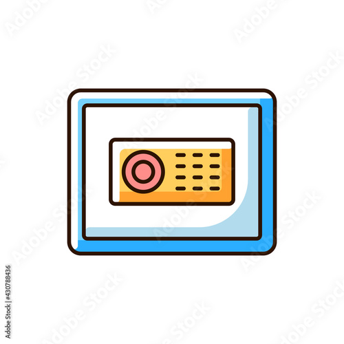 Safe RGB color icon. Store different amounts of cash and items you do not want anyone to see when you are traveling. Safe place to store toursit things.Isolated vector illustration
