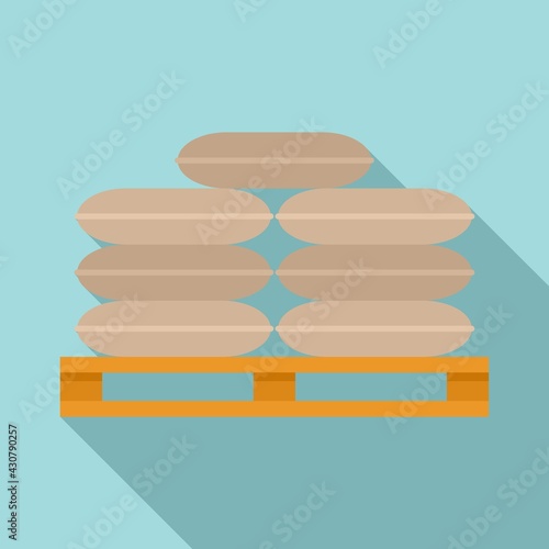 Flour sack pallet icon, flat style