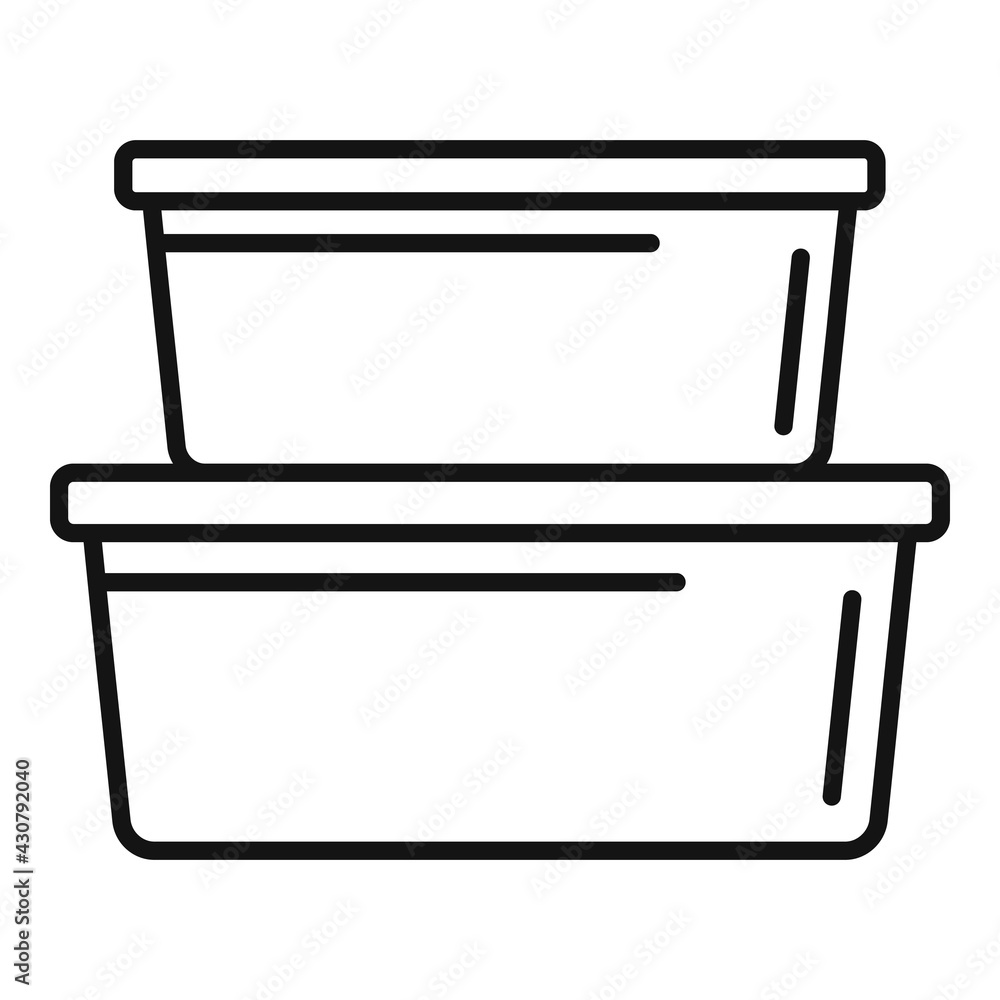 Plastic box stack icon, outline style Plastic box stack icon, outline style