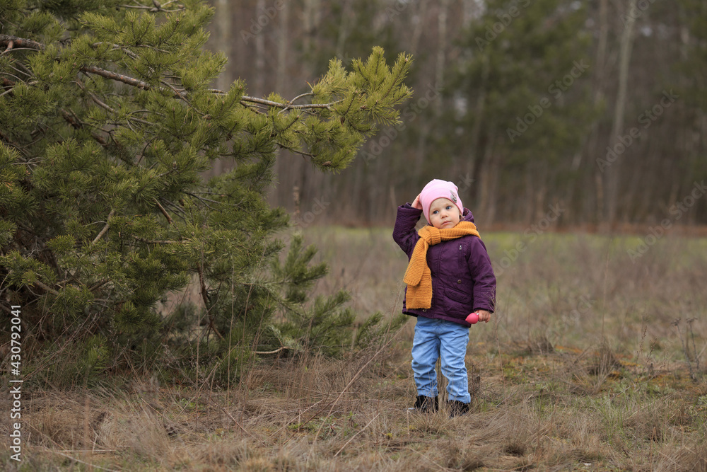 a girl with a knitted orange scarf stands in the forest and touches her pink hat
a girl with a knitted orange scarf stands in the forest and touches her pink hat
