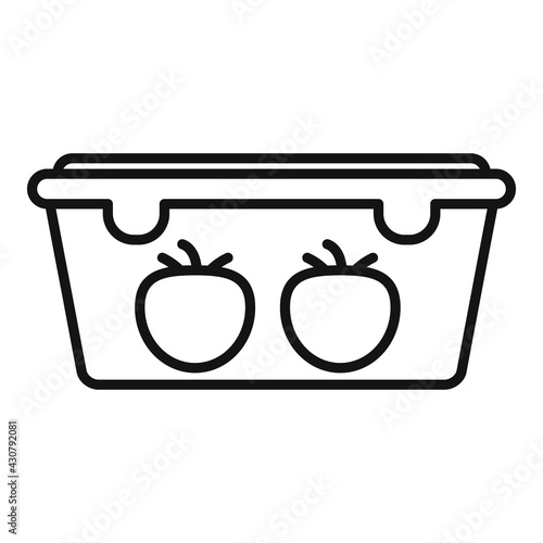 Plastic tomato box icon, outline style