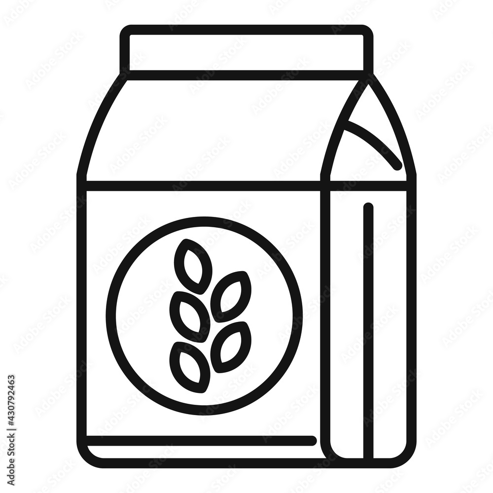 Flour pack icon, outline style Flour pack icon, outline style
