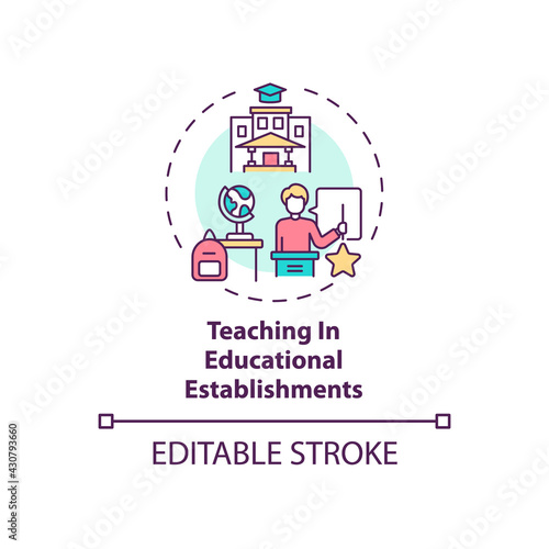Fototapeta Naklejka Na Ścianę i Meble -  Teaching in educational establishments concept icon. Exception to copyright idea thin line illustration. Copies created for study purposes. Vector isolated outline RGB color drawing. Editable stroke