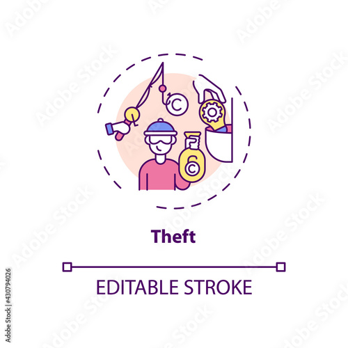 Theft concept icon. Copyright infringement type idea thin line illustration. Possessing exclusive rights without authorization. Vector isolated outline RGB color drawing. Editable stroke