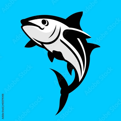 Tuna fish on blue background in vector EPS8