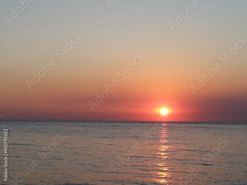 Beautiful sunset over the sea in early autumn near the village of Sukko in the North Caucasus