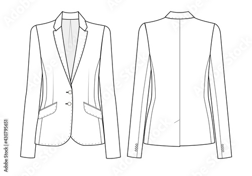 Fashion technical drawing of womens jacket