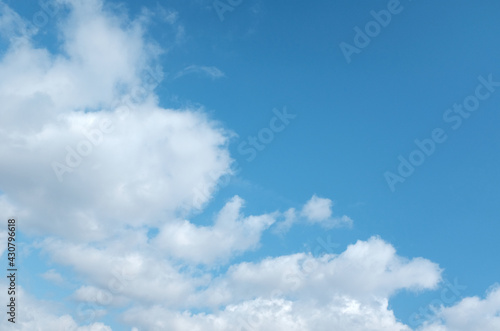 Spring blue sky with floating clouds  background and splash screen