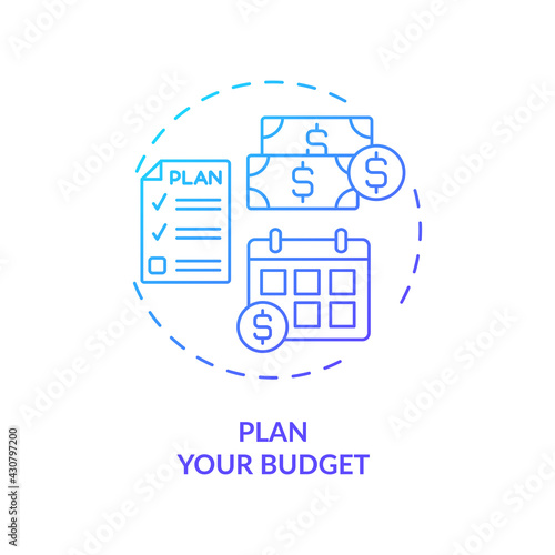 Plan your budget concept icon. Financial organization idea thin line illustration. Budget control. Distribution of money expenses. Vector isolated outline RGB color drawing