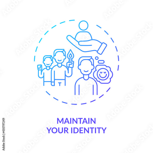 Maintain your identity concept icon. Find yourself and visualize goals idea thin line illustration. Positive minds. Personal support. Vector isolated outline RGB color drawing