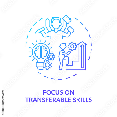 Focus on transferable skills concept icon. Multifunctional skills idea thin line illustration. Career transition benefit. Be portable. Vector isolated outline RGB color drawing