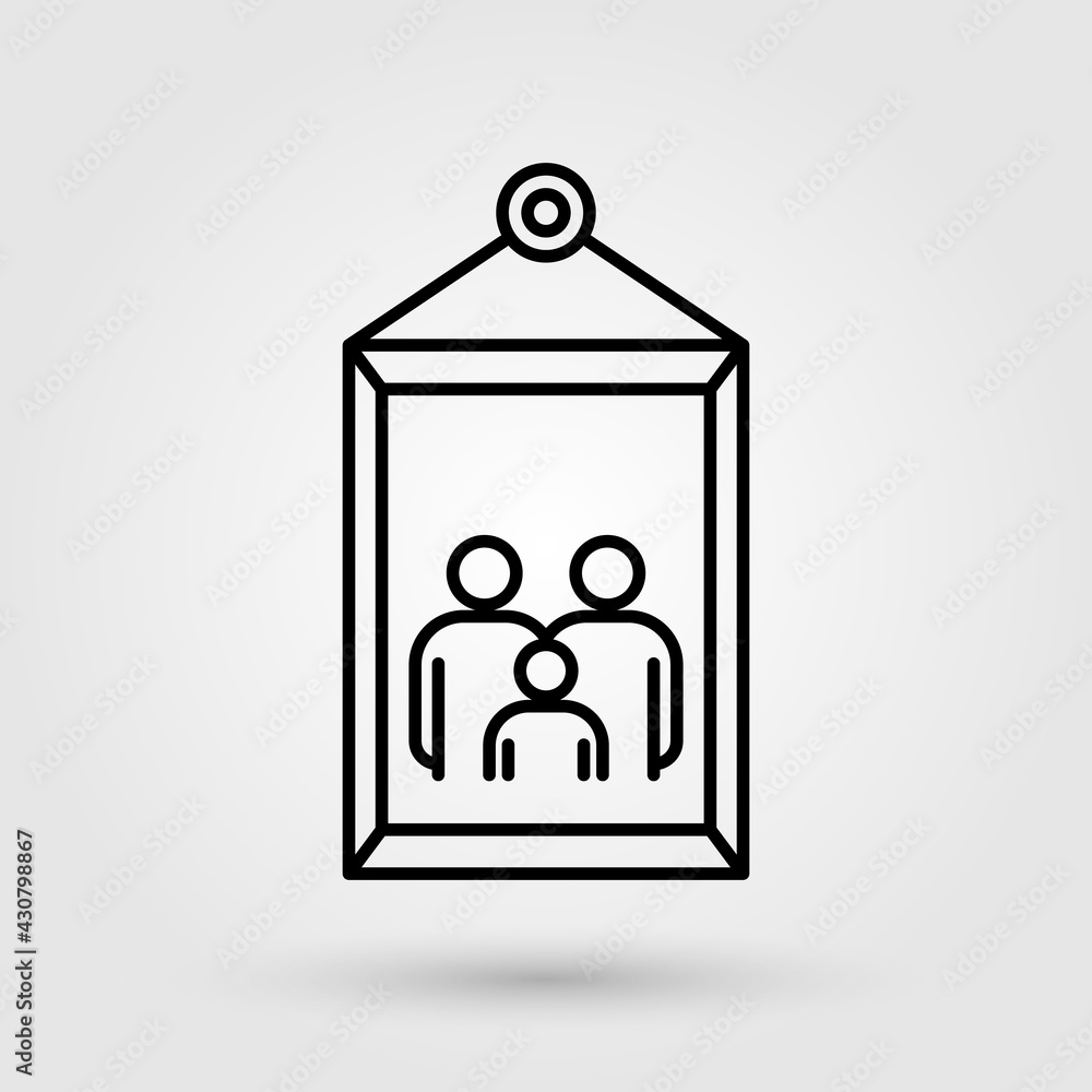 Family picture in photo frame line icon. Family picture in photo frame line icon.