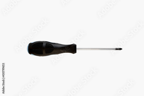 Black and blue cross screwdriver isolated on white background photo