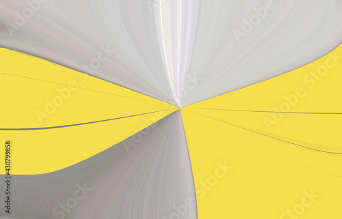Monochrome gray and white rays with illuminating yellow stripe converging at one point in center. Abstract background with digital lines. Emerging technologies concept. Modern backdrop. Color gradient