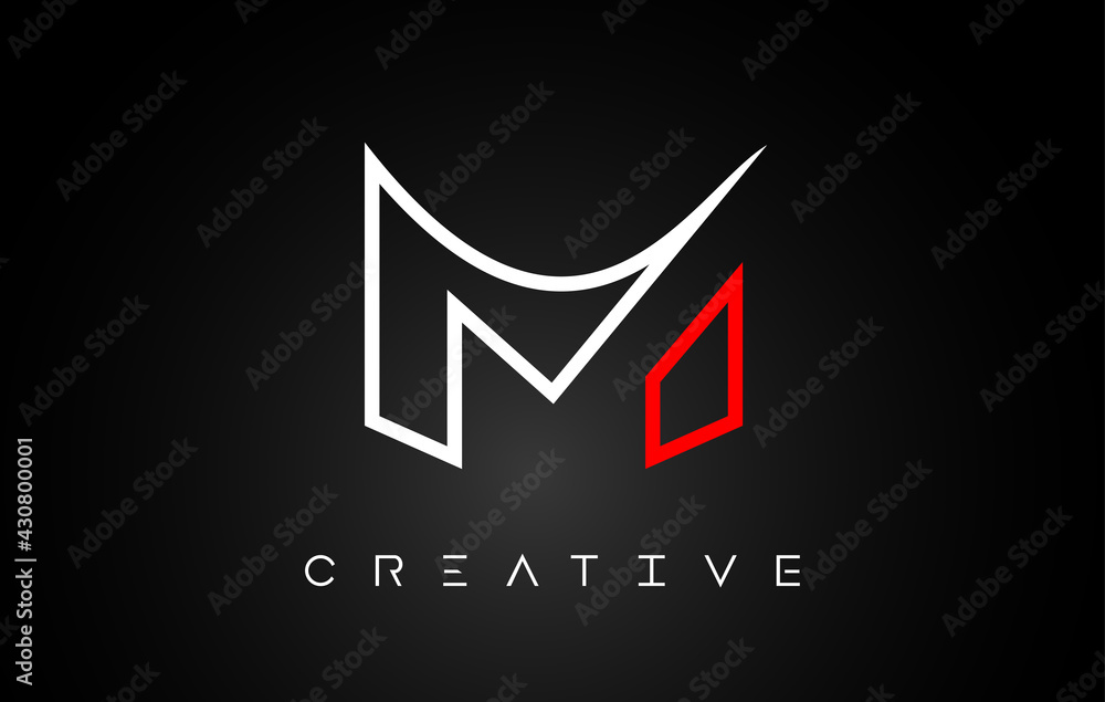 M Letter Design Logo With Monogram Line White And Red Colors On A Black Background Vector Stock ベクター Adobe Stock