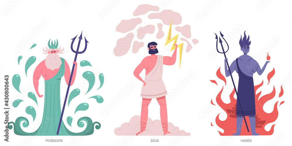 9. "Mythical Gods: Zeus, Hades, and Poseidon Tattoo" - wide 2