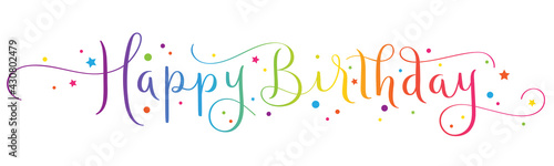 HAPPY BIRTHDAY colorful vector brush calligraphy banner isolated on white background