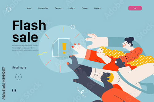 Discounts, sale, promotion, web template. Flat vector