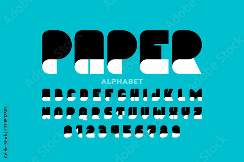 Paper craft style font design, alphabet letters and numbers