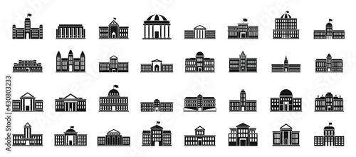 Parliament city icons set, simple style