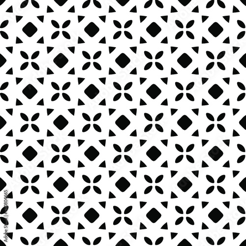 Geometric vector pattern with triangular elements. Seamless abstract ornament for wallpapers and backgrounds. Black and white colors