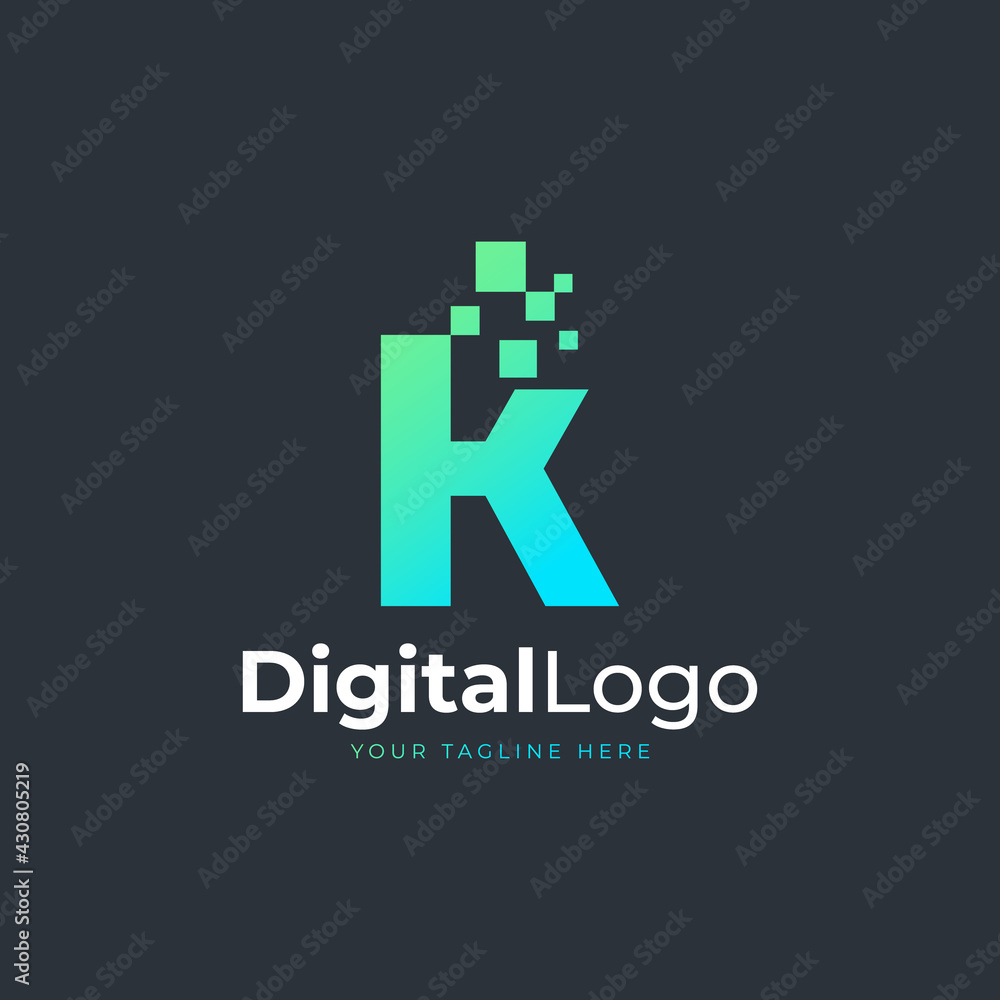 Tech Letter K Logo. Blue and Green Geometric Shape with Square Pixel Dots. Usable for Business and Technology Logos. Design Ideas Template Element. Tech Letter K Logo. Blue and Green Geometric Shape with Square Pixel Dots. Usable for Business and Technology Logos. Design Ideas Template Element.