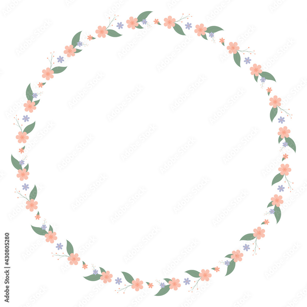Round frame with beautiful flowers. Vector illustration. Round frame with beautiful flowers. Vector illustration.
