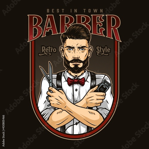 Barbershop retro colorful emblem