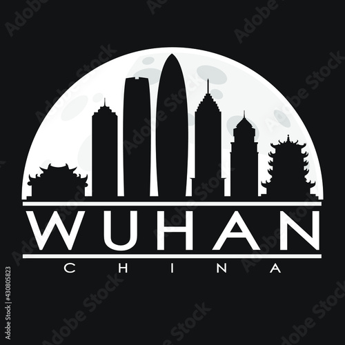 Wuhan Flat Icon Skyline Silhouette Design City Vector Art Famous Buildings.