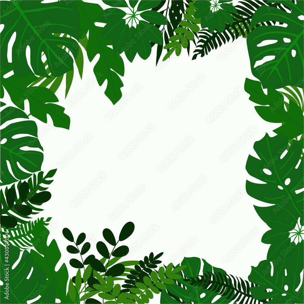 Fototapeta premium Tropical leaf frame. Vector illustration.