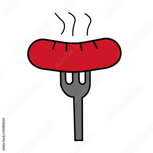 sausage on a fork