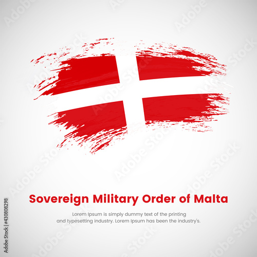 National day of Sovereign Military Order of Malta. Abstract painted grunge brush flag background.