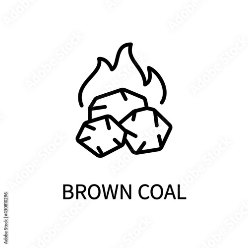 Icon Of The Brown Coal Line In A Simple Style. Fuel Energy. Mineral resource. Vector sign in a simple style isolated on a white background.