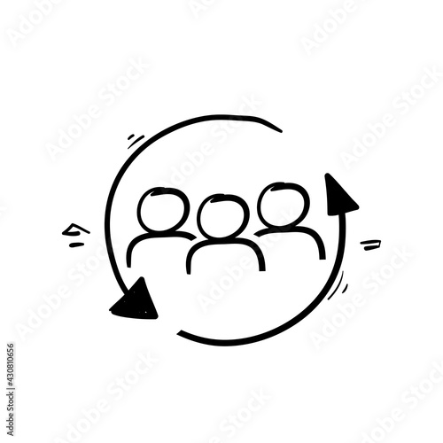 hand drawn doodle Personnel change line icon illustration vector