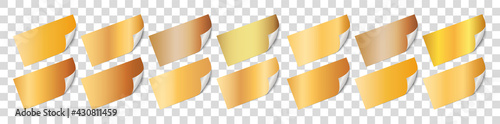 gold sticker banner labels on transparent background