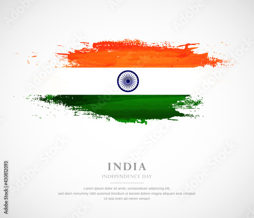 Abstract watercolor brush stroke flag for independence day of India