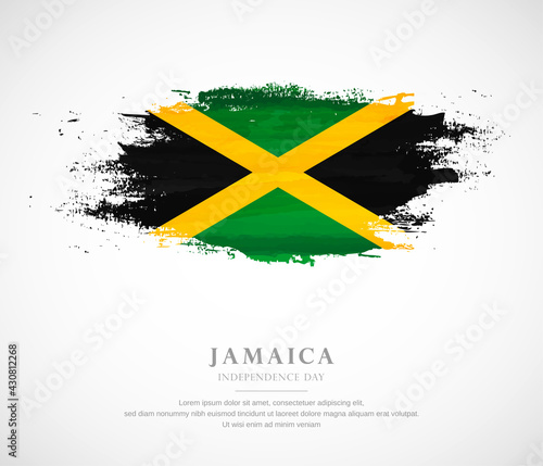 Valokuva Abstract watercolor brush stroke flag for independence day of Jamaica
