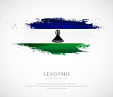 Abstract watercolor brush stroke flag for independence day of Lesotho