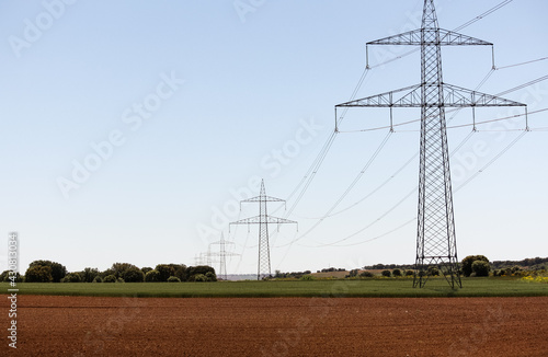Power lines in the field, Southern France