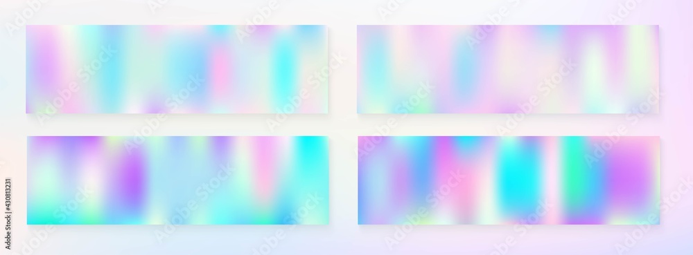 Holograph Trendy Banner. Rainbow Overlay Hologram Cover. Unfocused