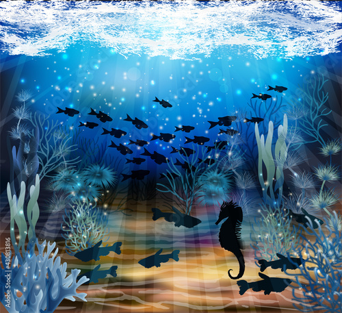 Underwater world wallpaper , vector illustration