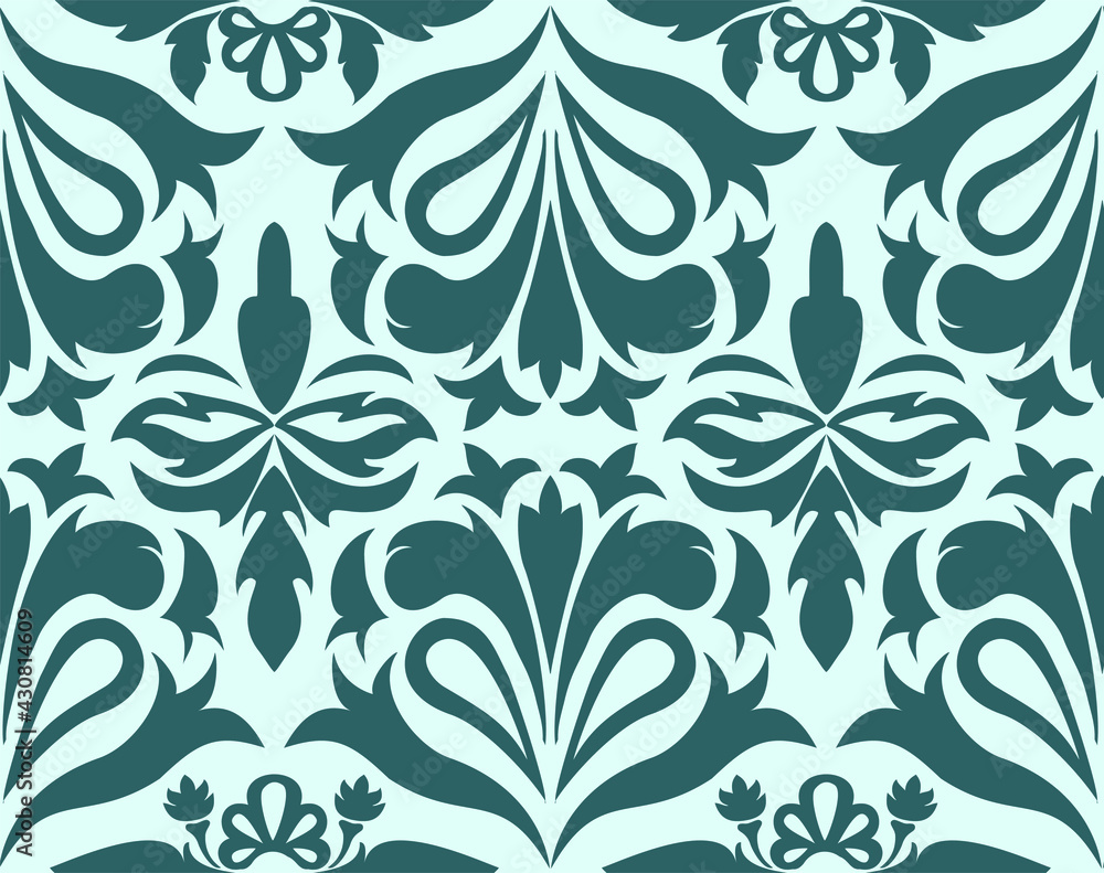 Seamless vector pattern in the style of baroque and classic botanical ornament