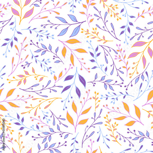 Greenery leaf stem pattern seamless vector. Eco